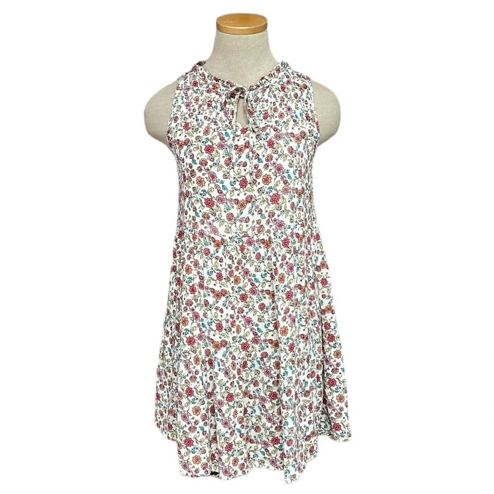 Monteau Dress Women's S Small White Colorful Floral Sleeveless A-Line Mini